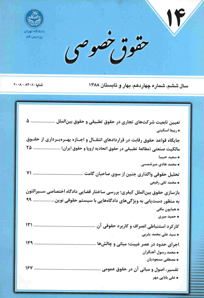 حقوق خصوصی (دانشگاه تهران) - بهار و تابستان 1388 - شماره 14 