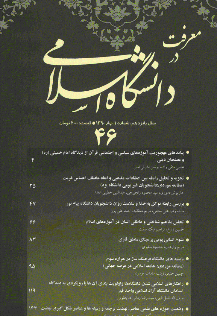 مطالعات معرفتی در دانشگاه اسلامی - بهار 1390، سال پانزدهم - شماره 1