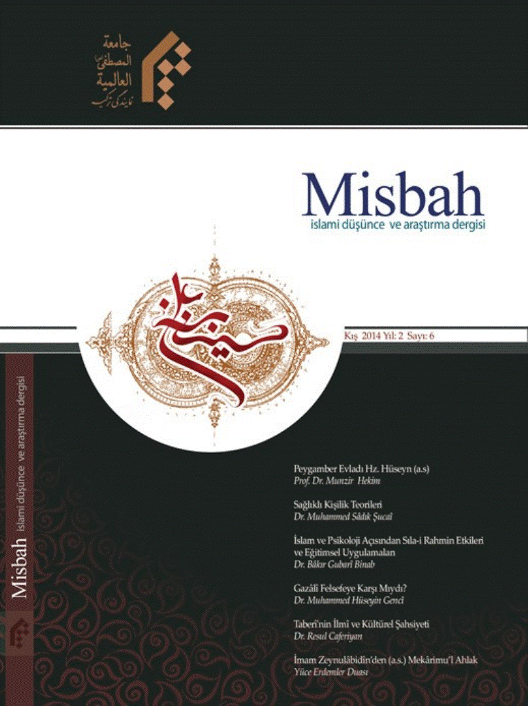 MİSBAH Çağdaş Din Çalışmaları Dergisi - Winter  and Spring 2014, Volume 3 - Number 6
