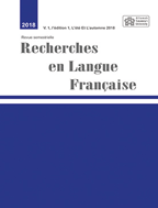 Recherches en langue française - Winter 2020 - Number 1