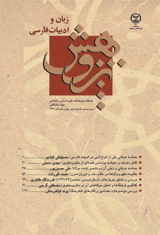 پژوهش زبان و ادبیات فارسی - بهار و تابستان 1381 - شماره 1