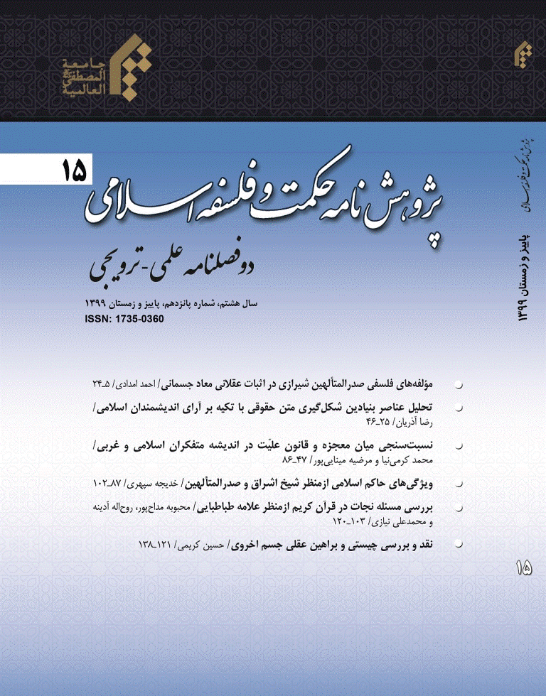 پژوهشنامه حکمت و فلسفه اسلامی - پاییز و زمستان 1399 - شماره 55